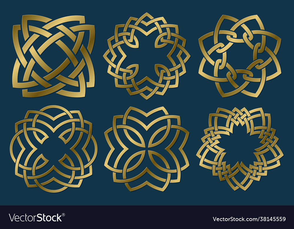 Set golden sacred symbols abstract spiritual