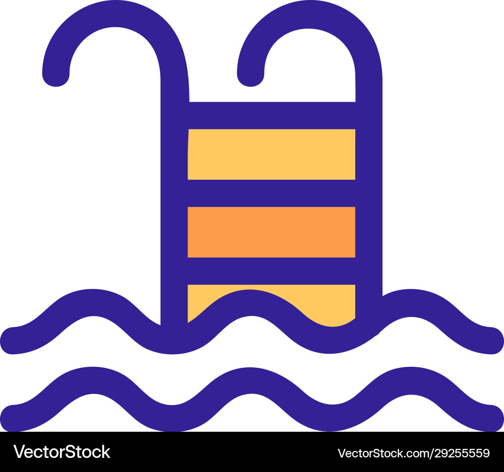 Stairs to pool icon isolated contour Royalty Free Vector