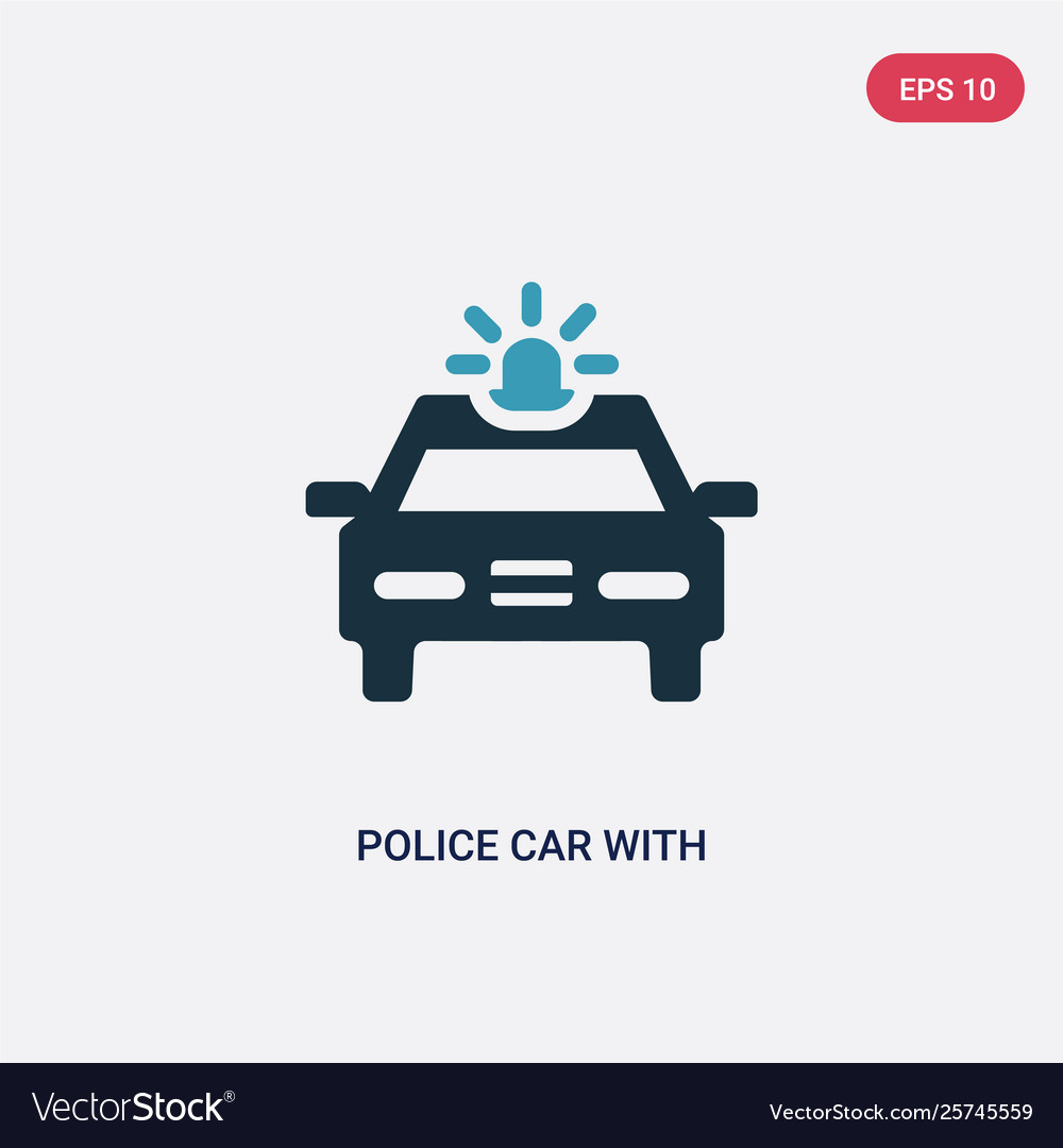 Two color police car with light icon from