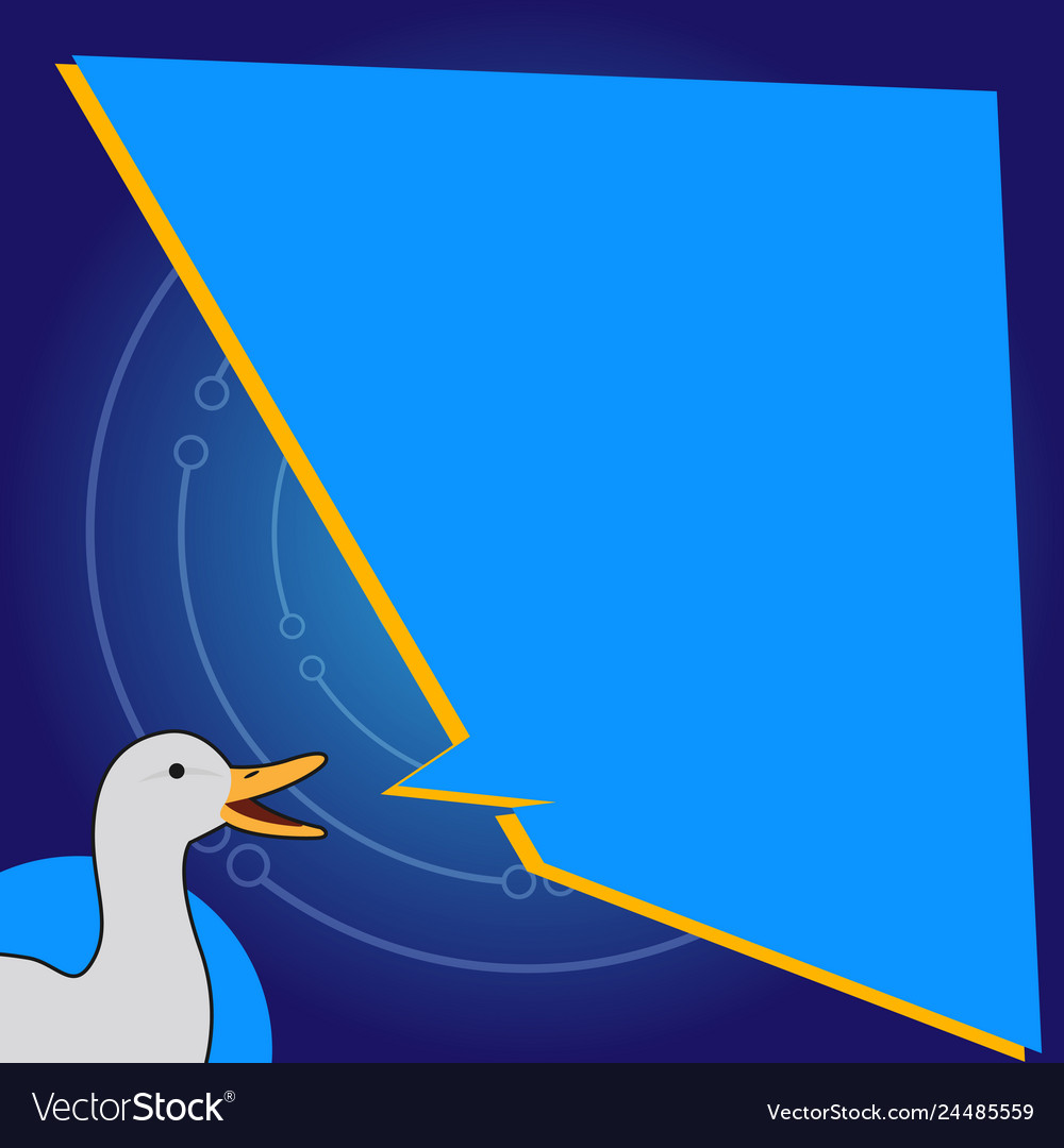 White duck talking with uneven shape speech bubble vector image White duck talking with uneven shape speech bubble