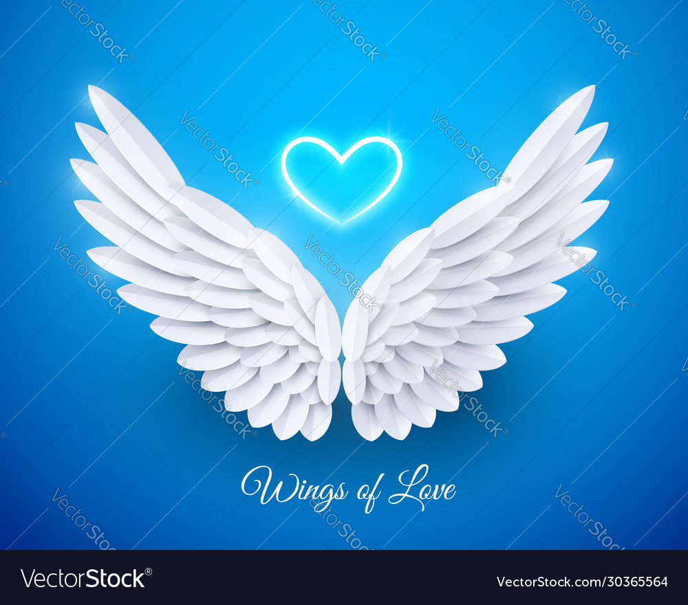 Download 3d white realistic layered paper cut angel Vector Image