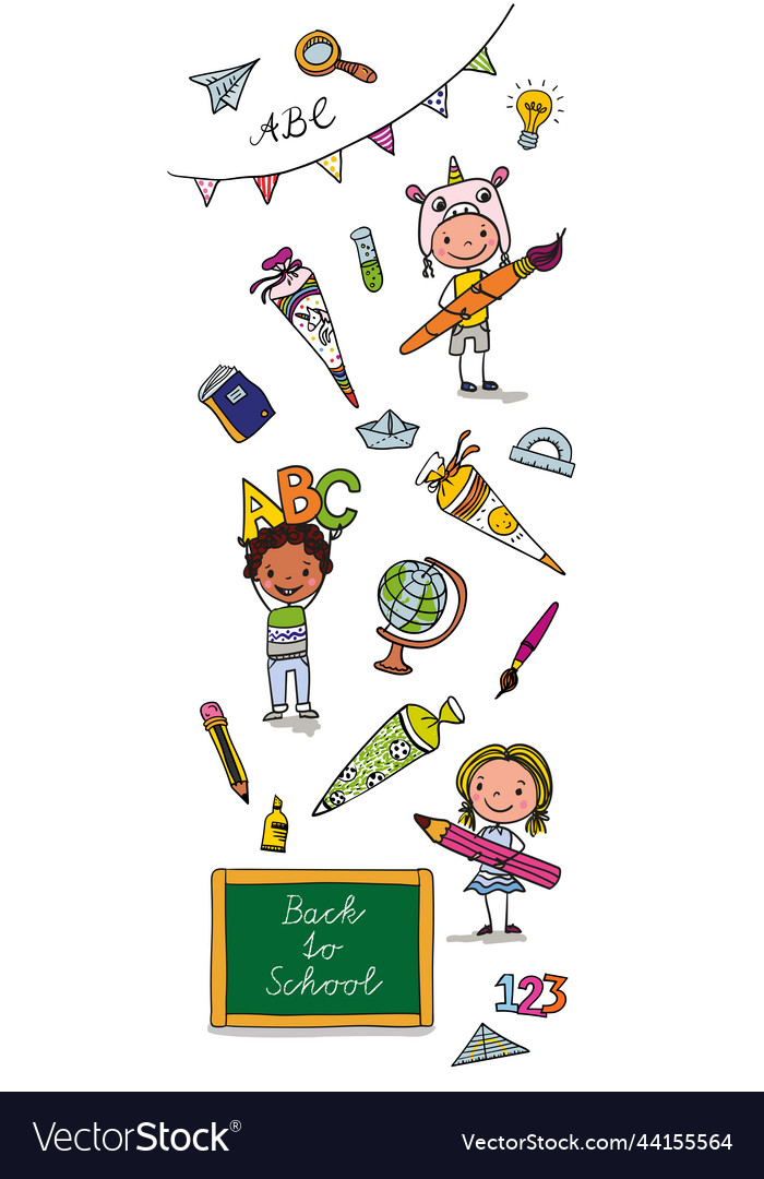 Back to school - cute kids with supplies