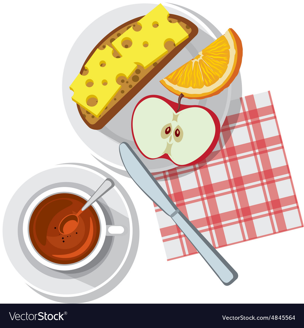 Breakfast on table Royalty Free Vector Image VectorStock