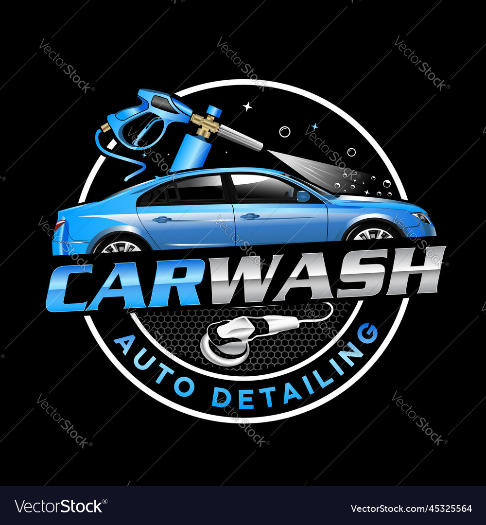 Car wash and auto detailing logo design template w