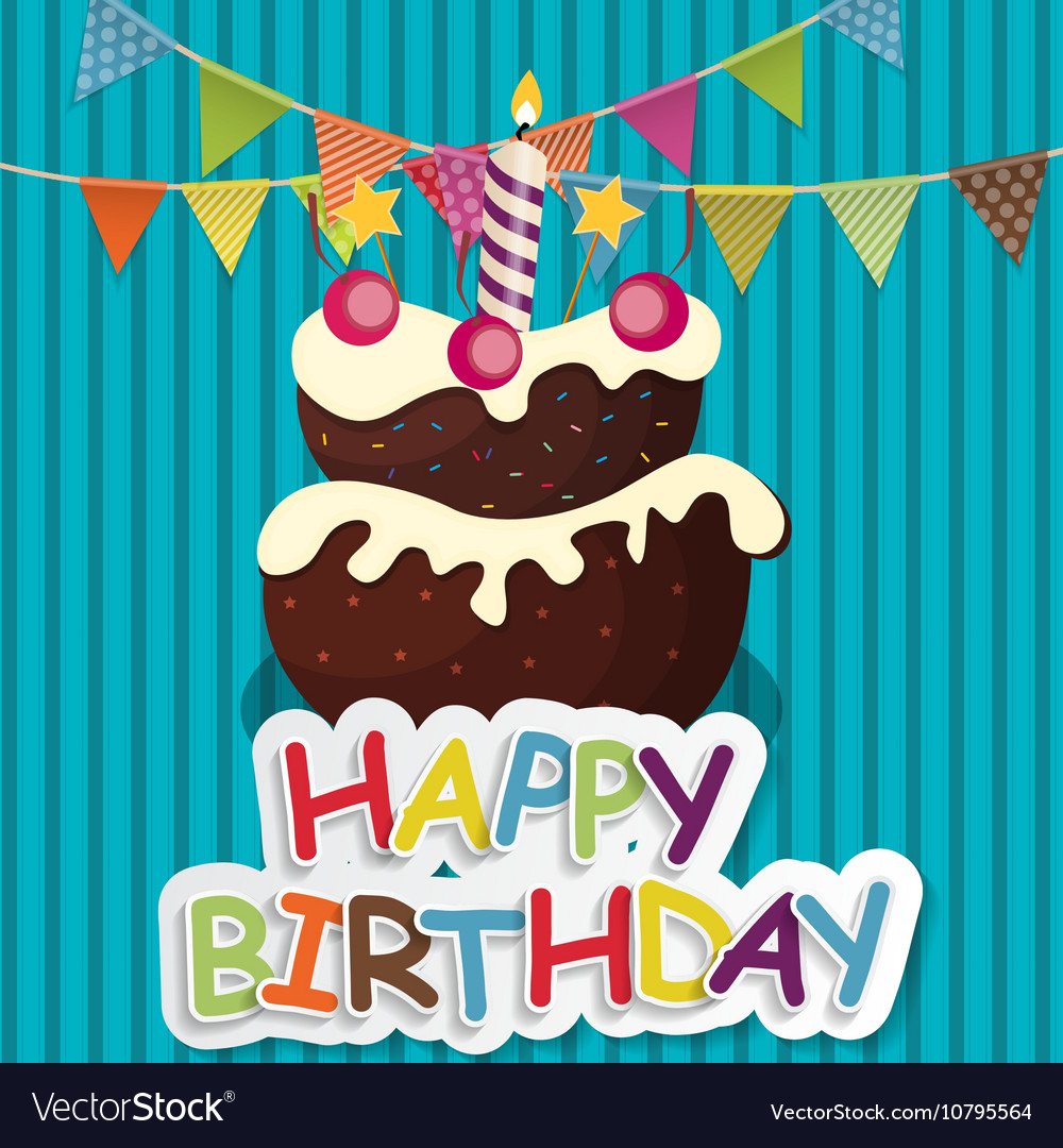 Color Glossy Happy Birthday Balloons Flags Vector Image