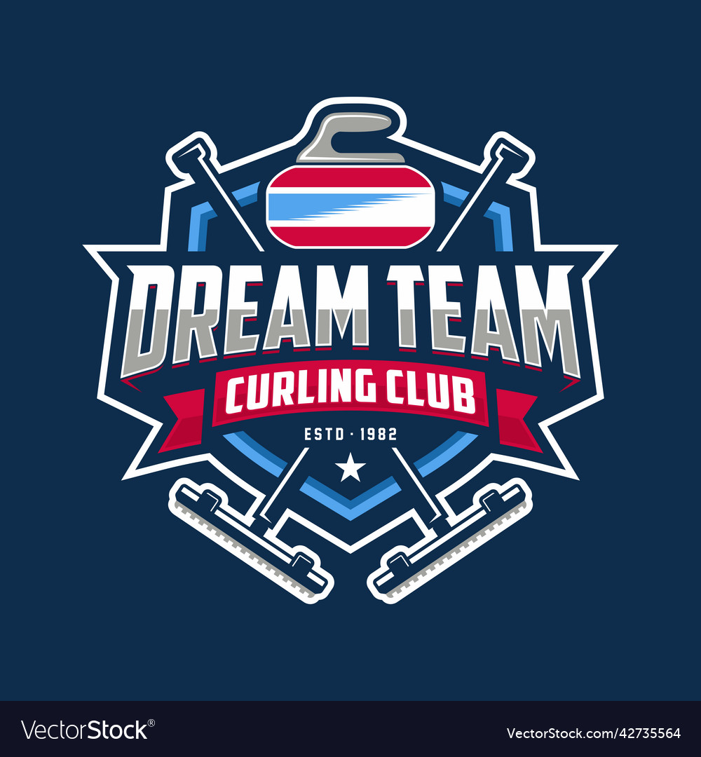 Curling Sports Logo Template Design Royalty Free Vector