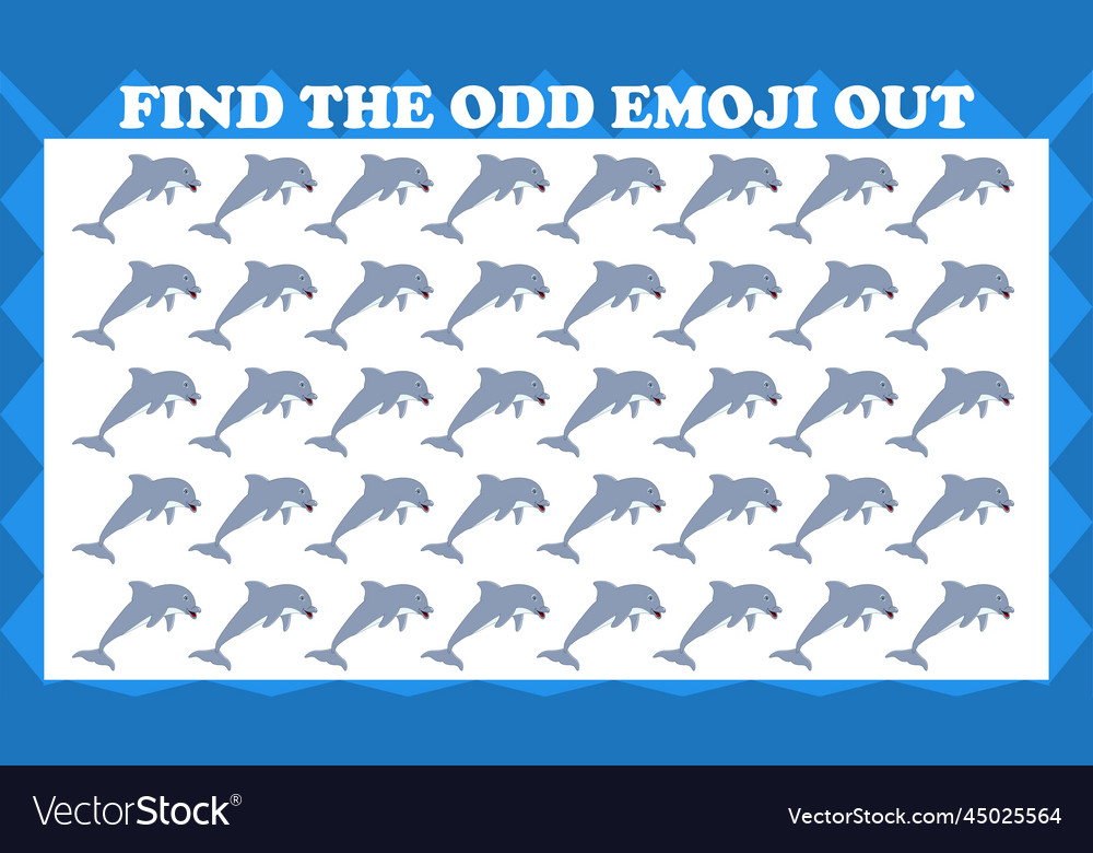 Find the odd emoji out visual logic puzzle game vector image Find the odd emoji out visual logic puzzle game