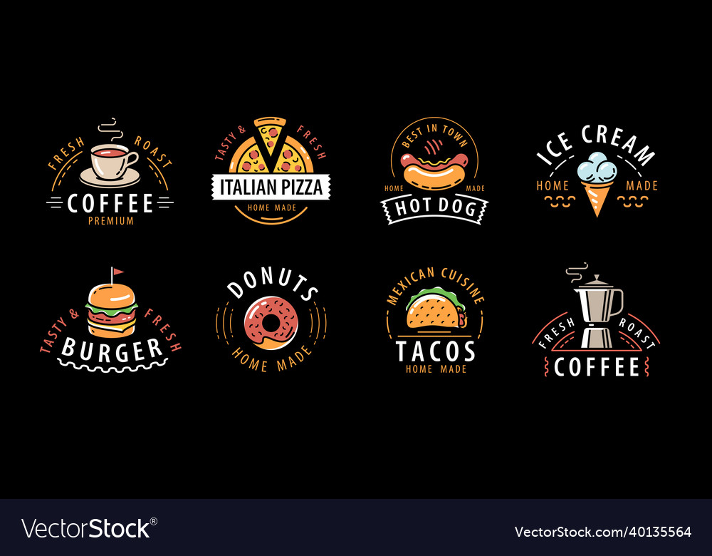 Food and drink labels set typography design Vector Image