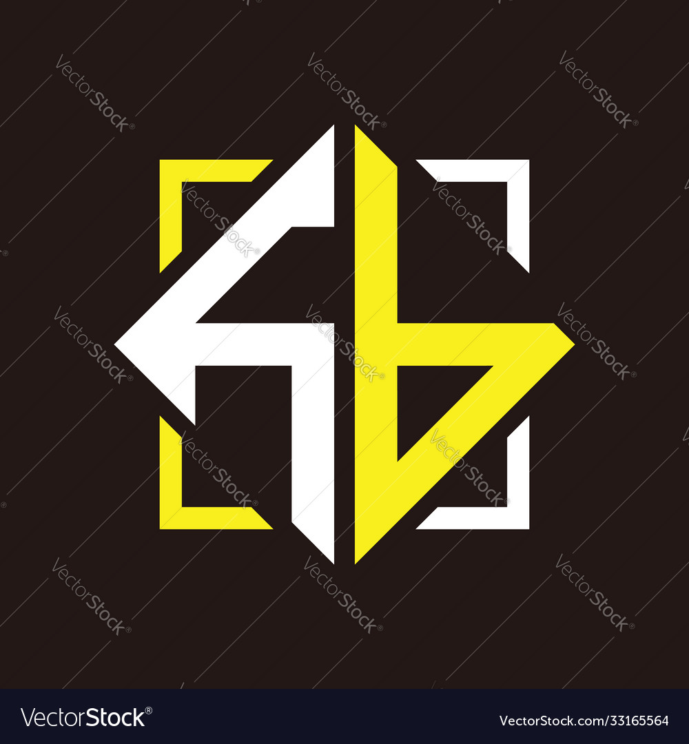 H b initials quadrangle monogram with square
