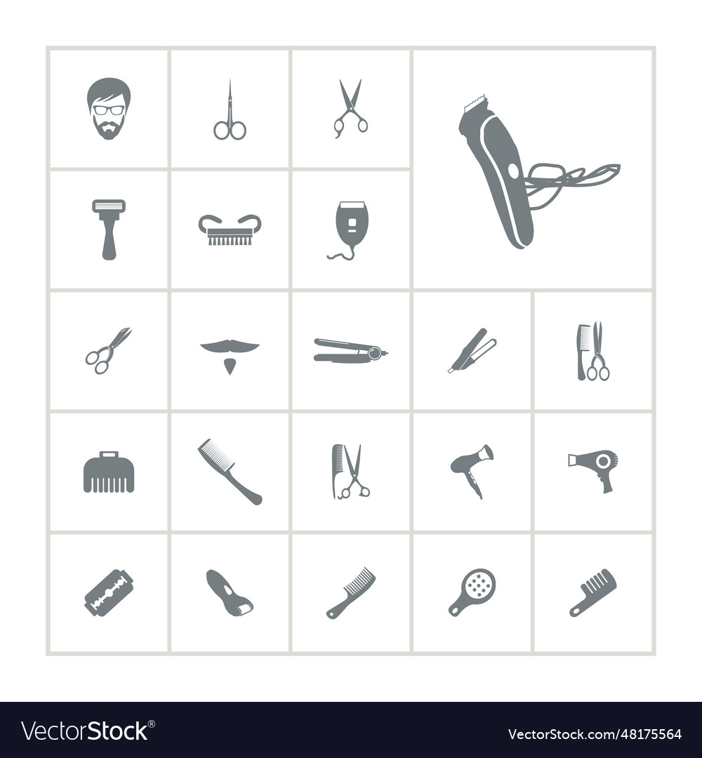 Hair Care Icon Set With Blow Dryer Salon Vector Image Hair Care Icon Set With Blow Dryer Salon Vector Image