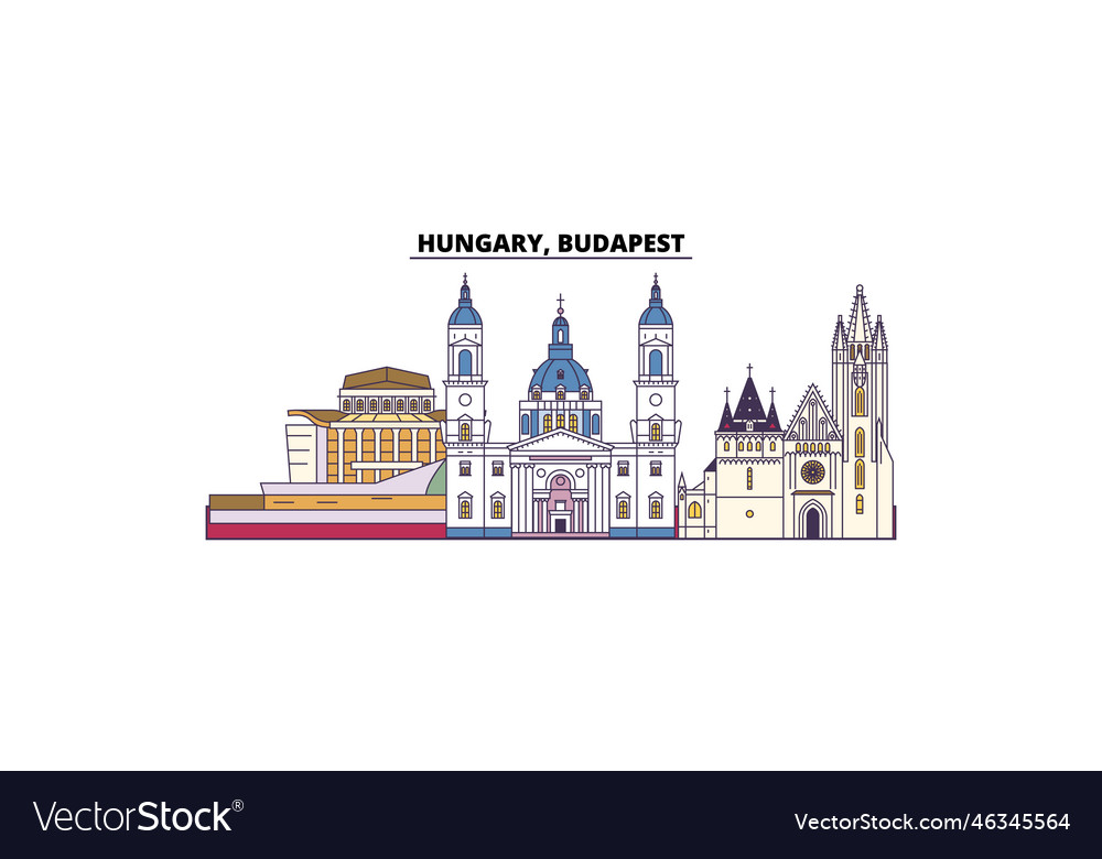 Hungary budapest city tourism landmarks vector image Hungary budapest city tourism landmarks