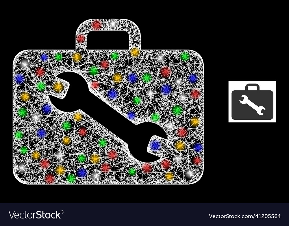 Net web mesh tool case icon with colorful flares vector image Net web mesh tool case icon with colorful flares