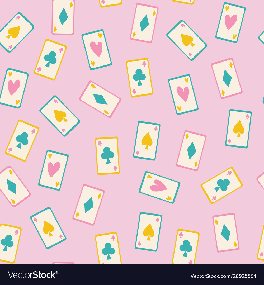Seamless pattern a card game on soft pink vector image Seamless pattern a card game on soft pink