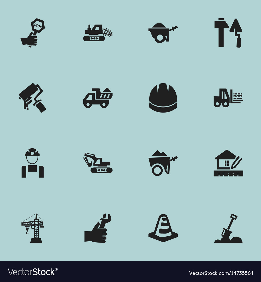 Set of 16 editable structure icons includes