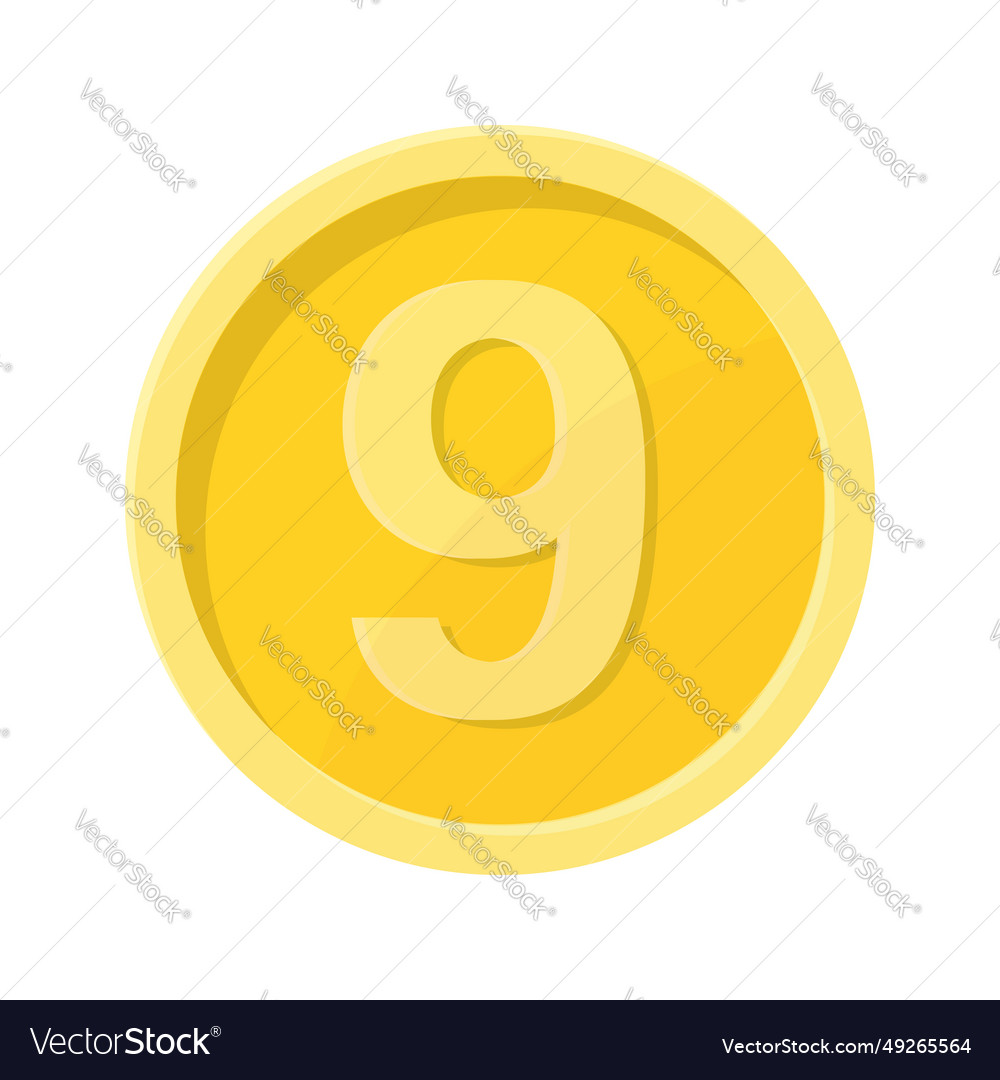 Simple of coin with number nine concept vector image Simple of coin with number nine concept