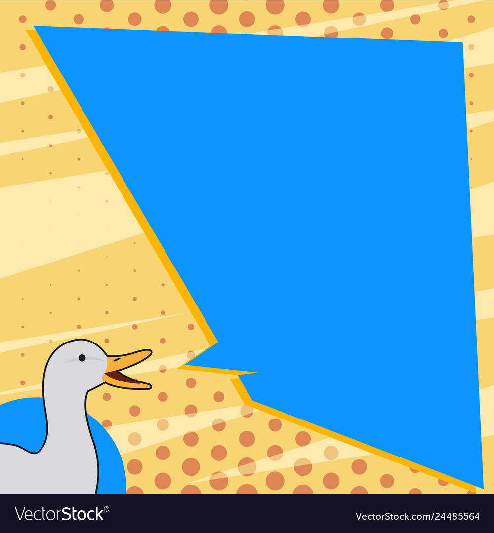 White duck talking with uneven shape speech bubble vector image White duck talking with uneven shape speech bubble