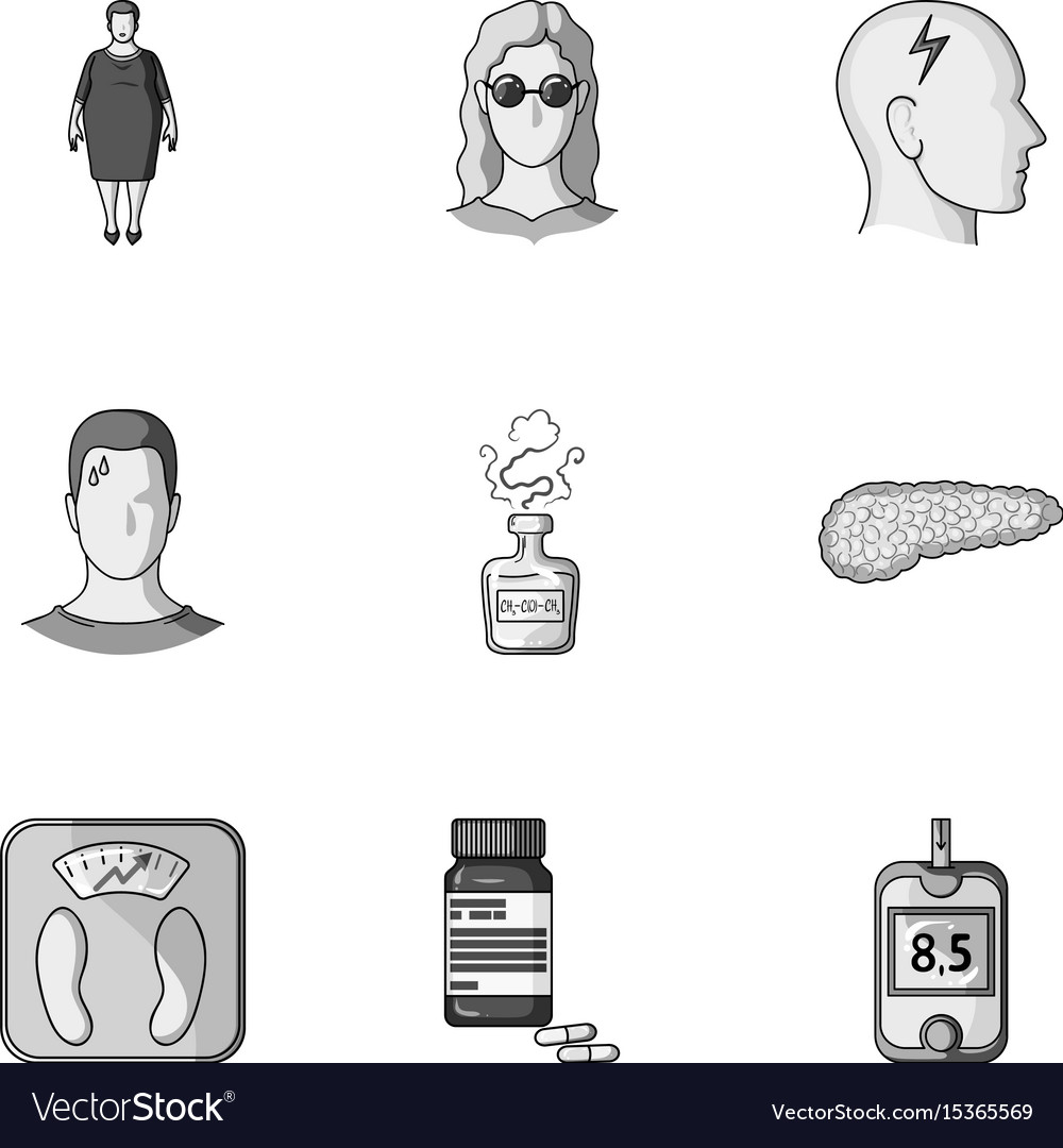 A set of icons about diabetes mellitus symptoms