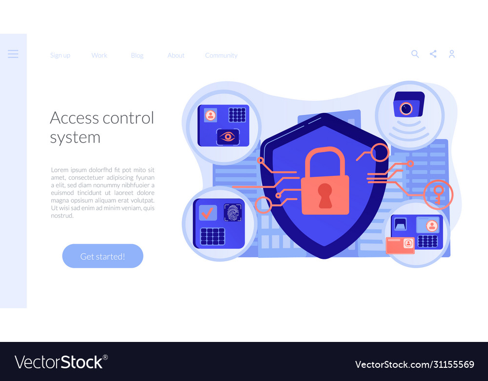 Access control system concept landing page Vector Image