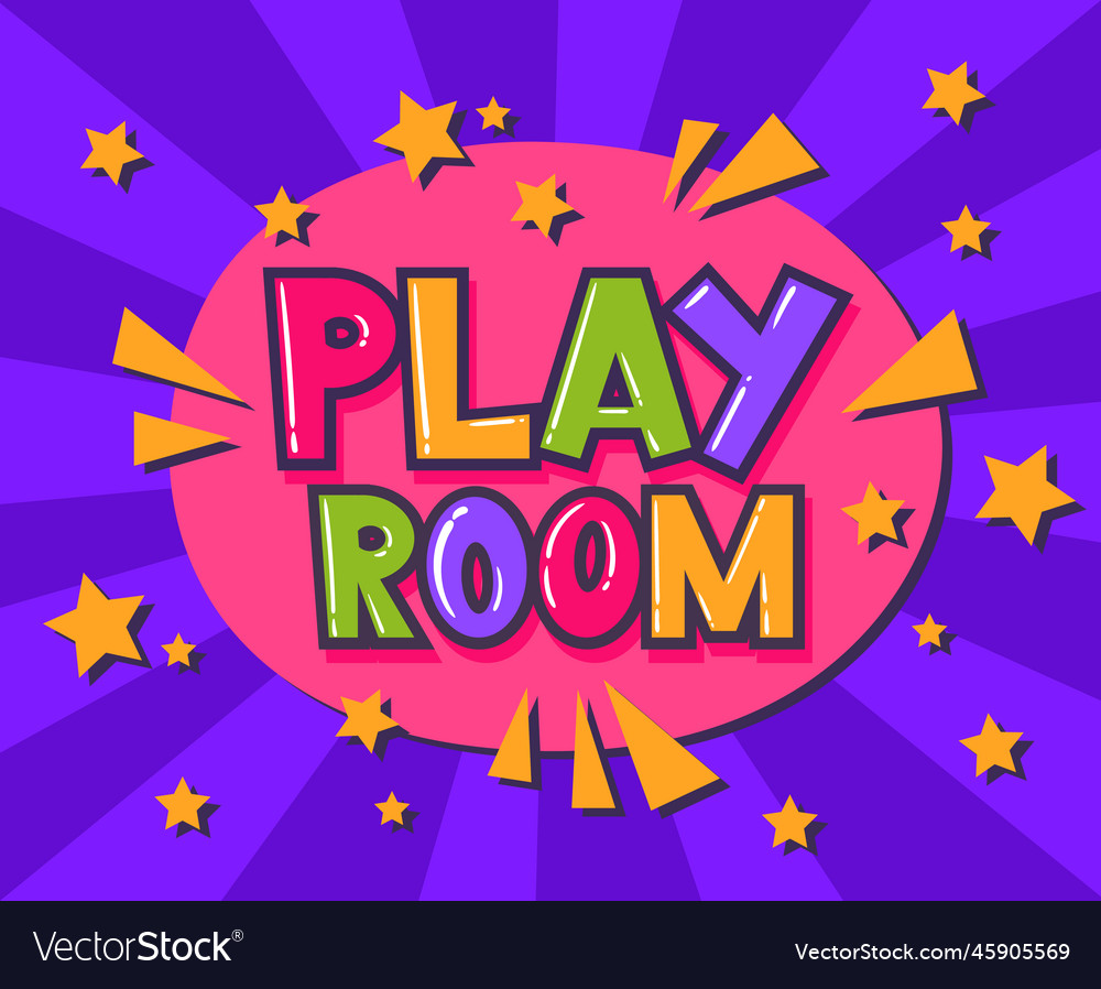 Cartoon play room poster children kids game zone