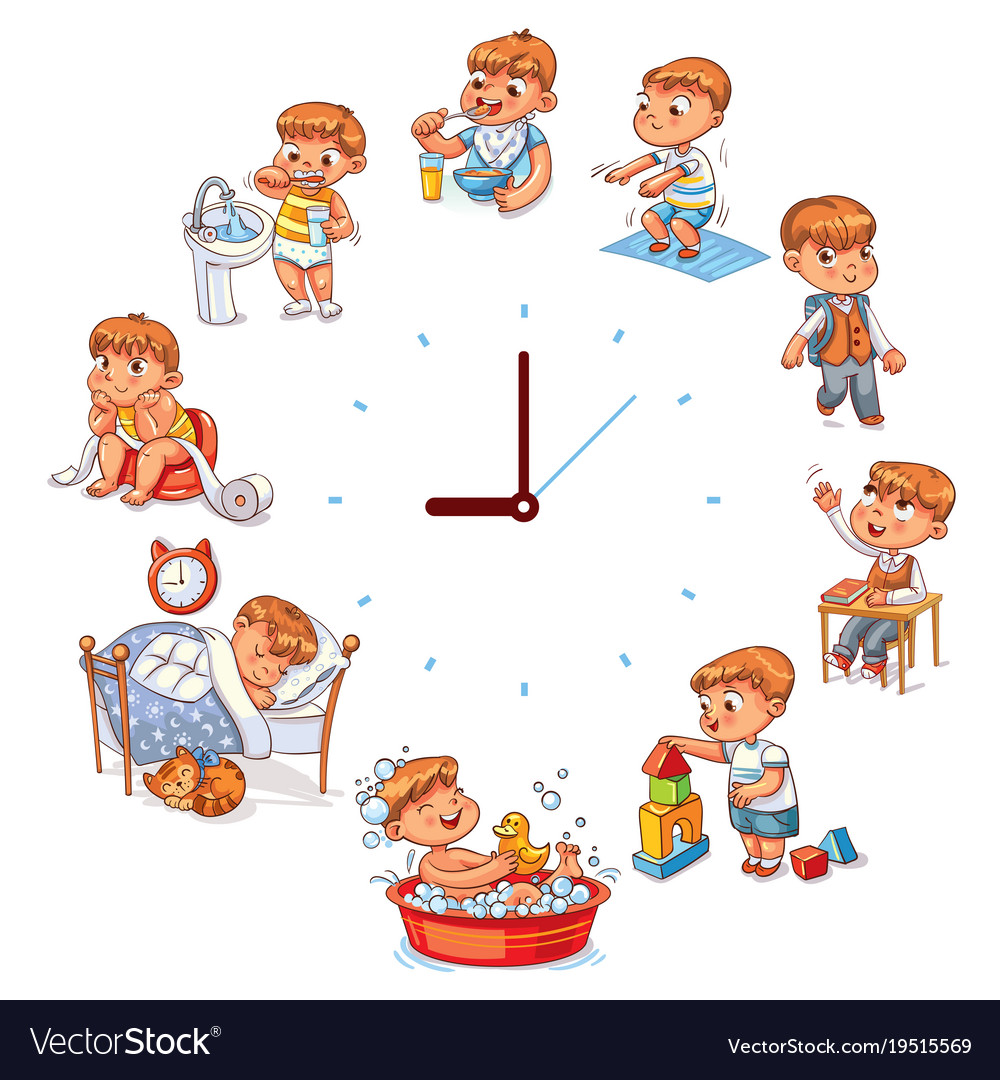 kids daily schedule clipart