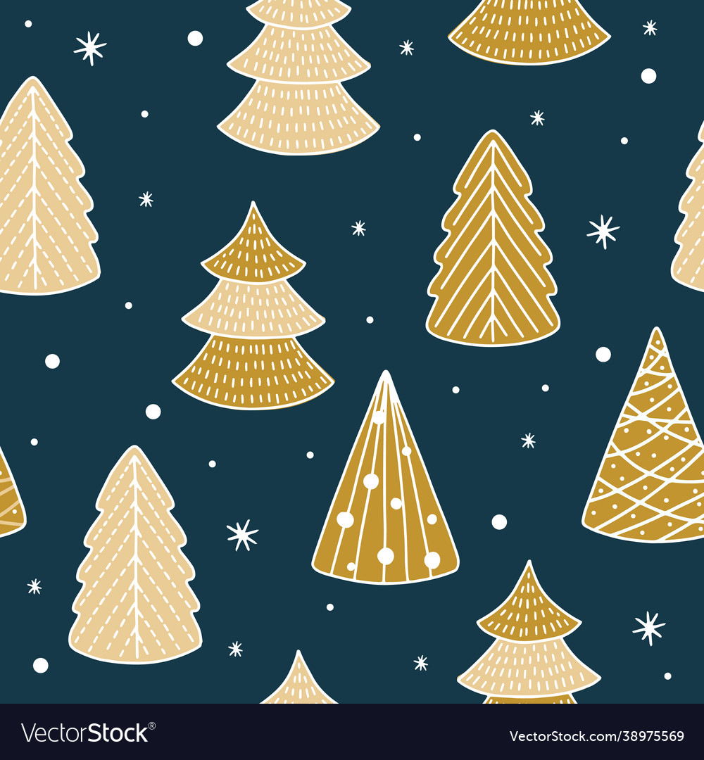 Holiday seamless pattern with christmas tree xmas Vector Image