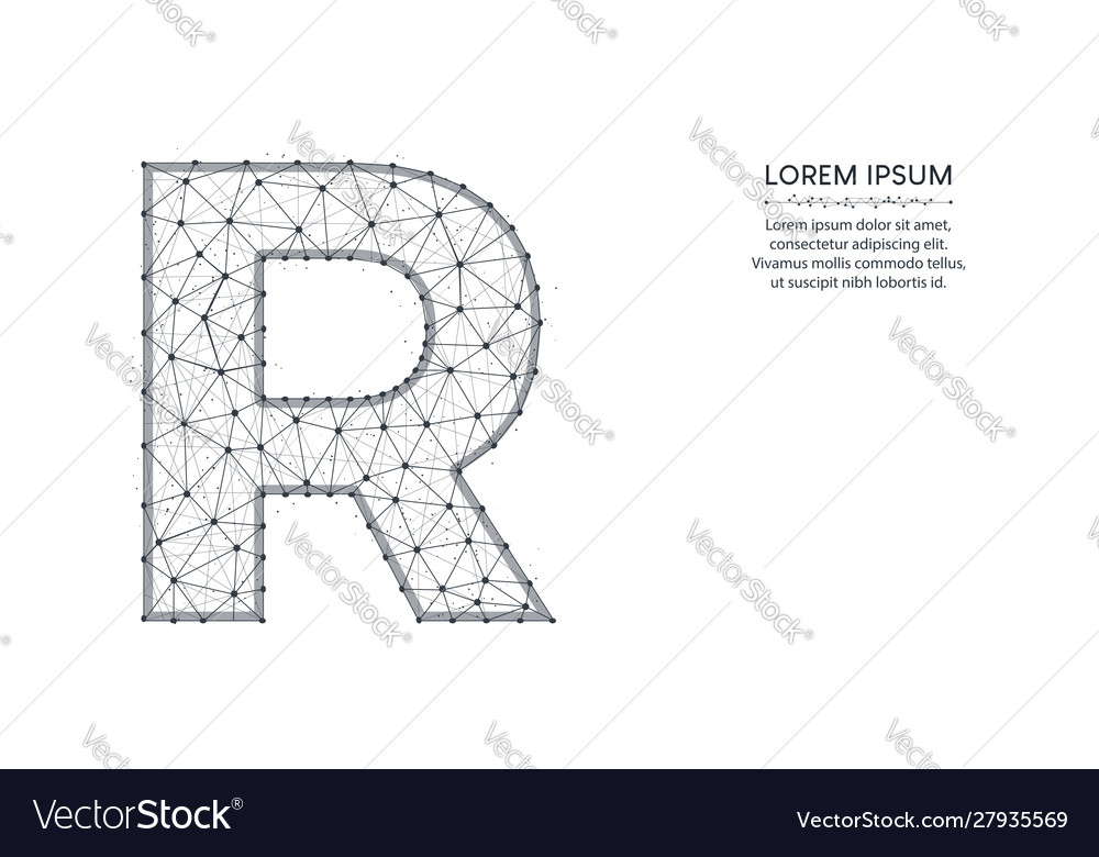 Letter r low poly design alphabet abstract