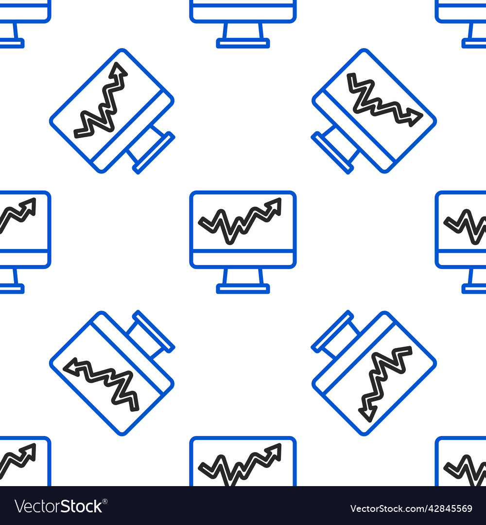 Zeilen-Computermonitor mit Diagramm-Diagramm-Symbol vector image Zeilen-Computermonitor mit Diagramm-Diagramm-Symbol
