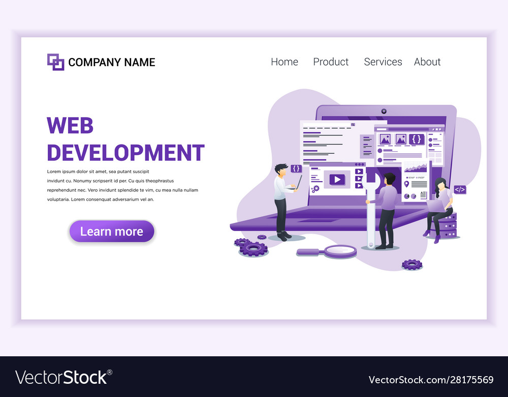 Modern flat design concept web development vector image Modern flat design concept web development