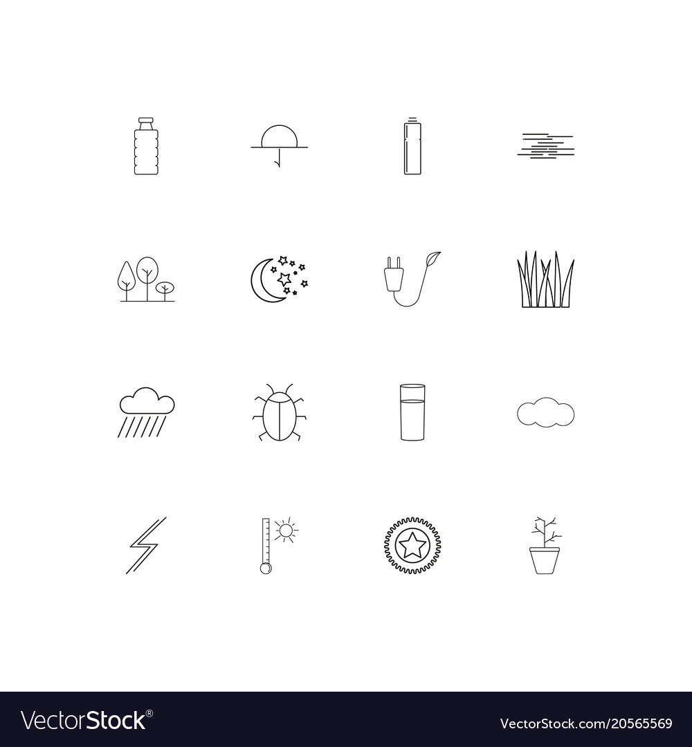 Nature simple linear icons set outlined