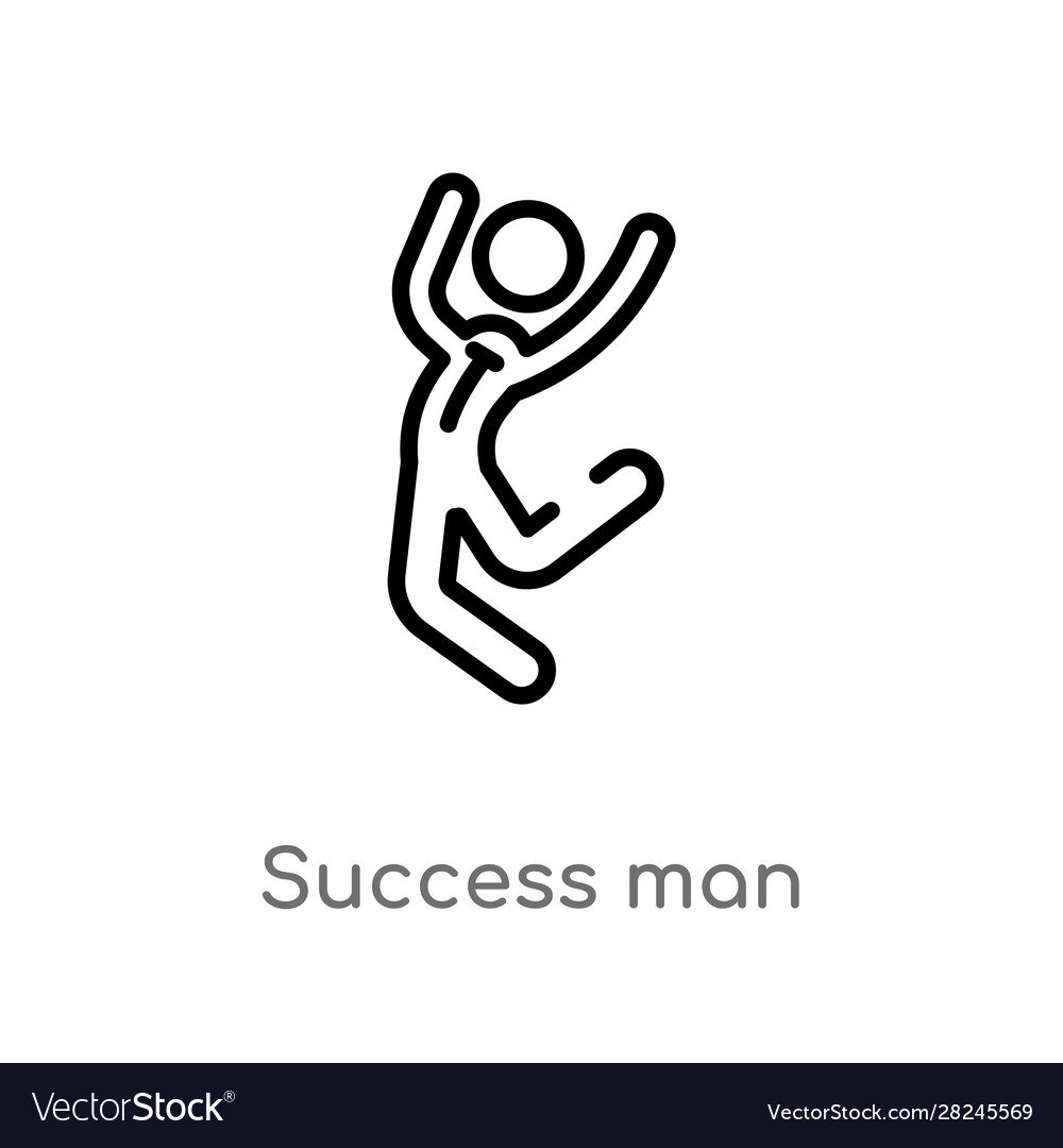 Outline success man icon isolated black simple