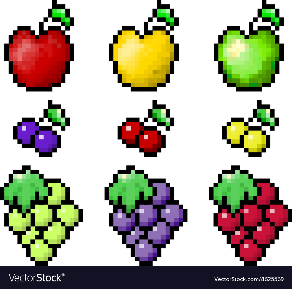 Pixel fruits set Royalty Free Vector Image - VectorStock