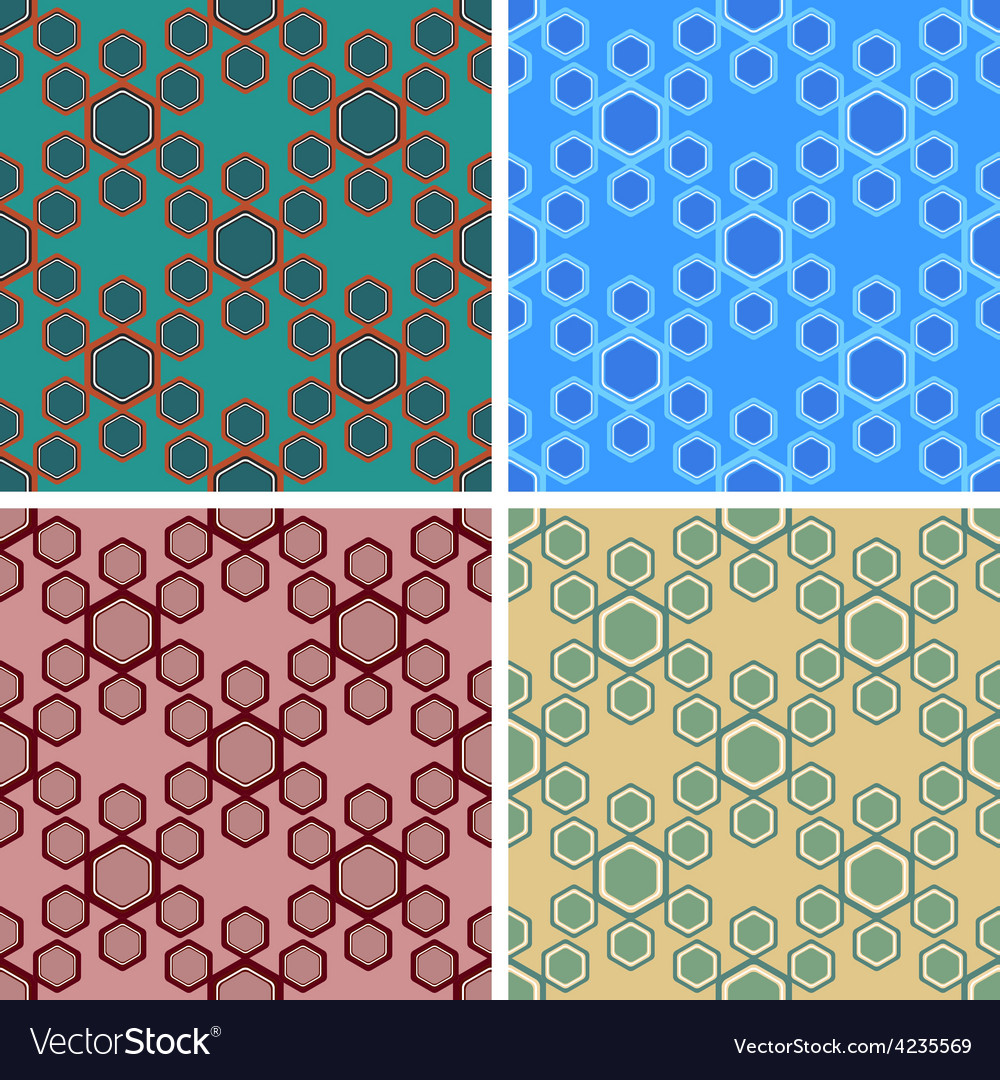 Seamless hexagon pattern set