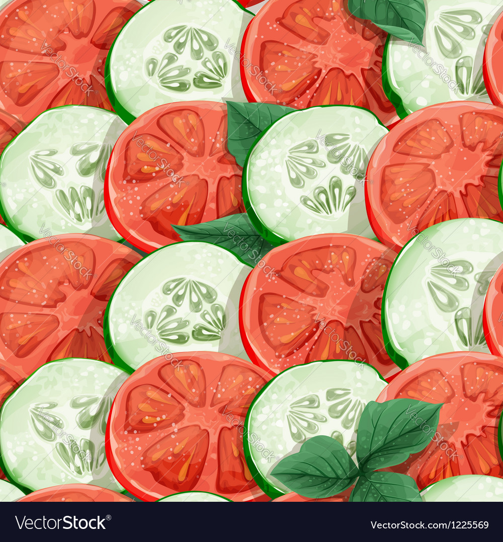 Seamless pattern of cucumbers and tomatoes