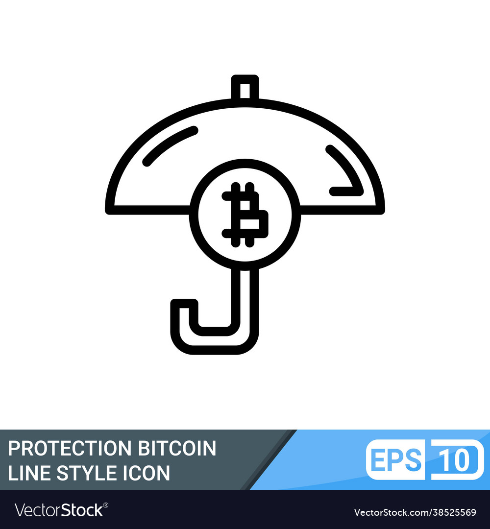 Secure and protected bitcoin line style icon vector image Secure and protected bitcoin line style icon