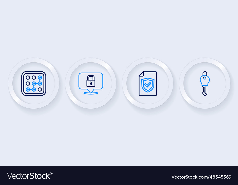 Set line key contract with shield lock vector image Set line key contract with shield lock