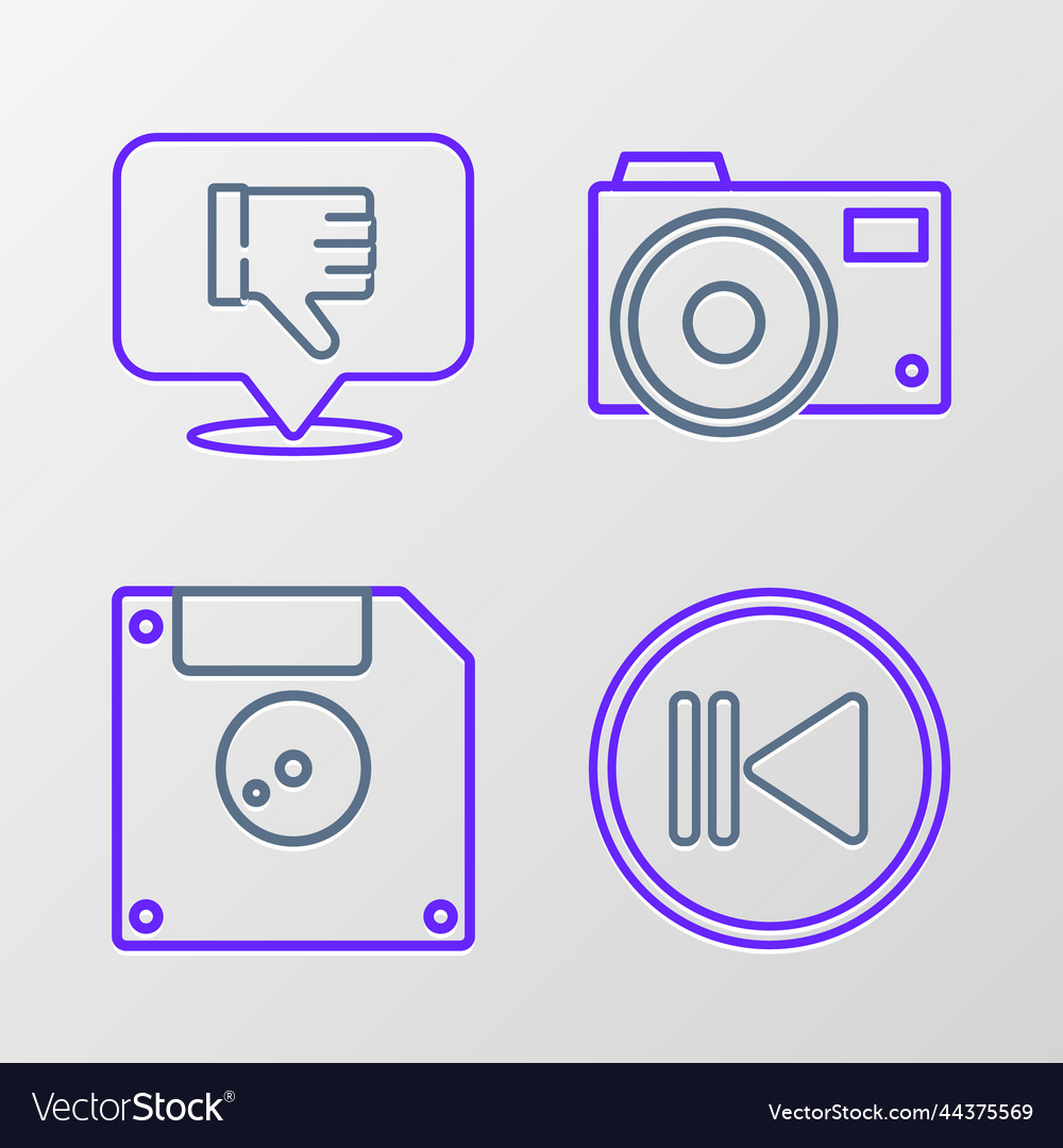 Set line rewind floppy disk for computer data vector image Set line rewind floppy disk for computer data