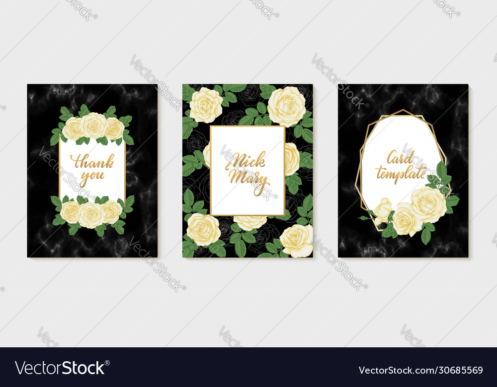 Set luxury wedding invitation with gold vector image Set luxury wedding invitation with gold