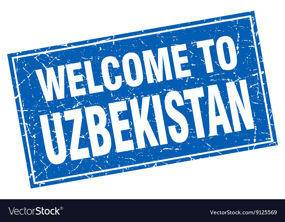 Uzbekistan blue square grunge welcome to stamp Vector Image