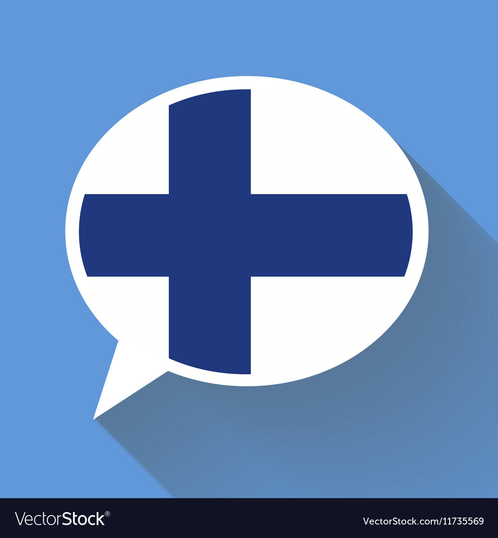 White speech bubble with finland flag on blue