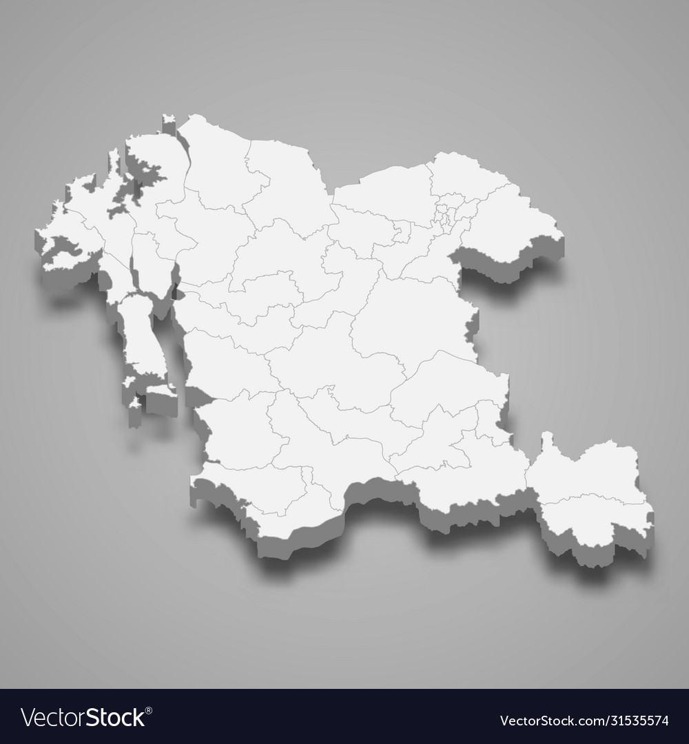 3d map region south korea Royalty Free Vector Image