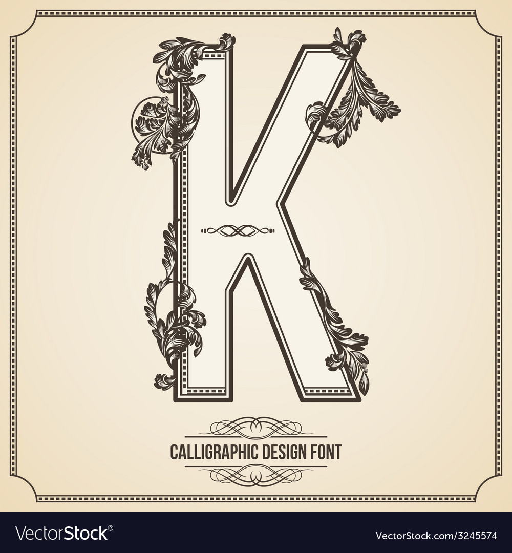 Calligraphic font letter k