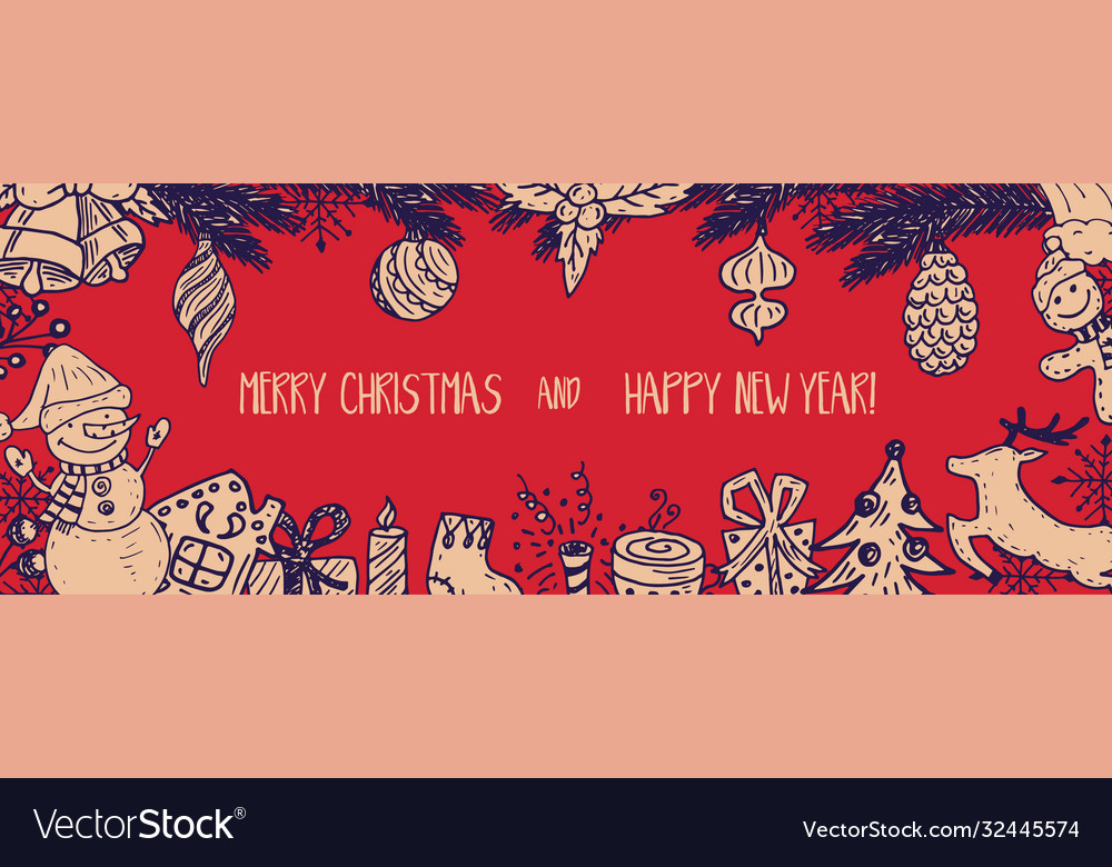 Cartoon banner for holiday theme on winter