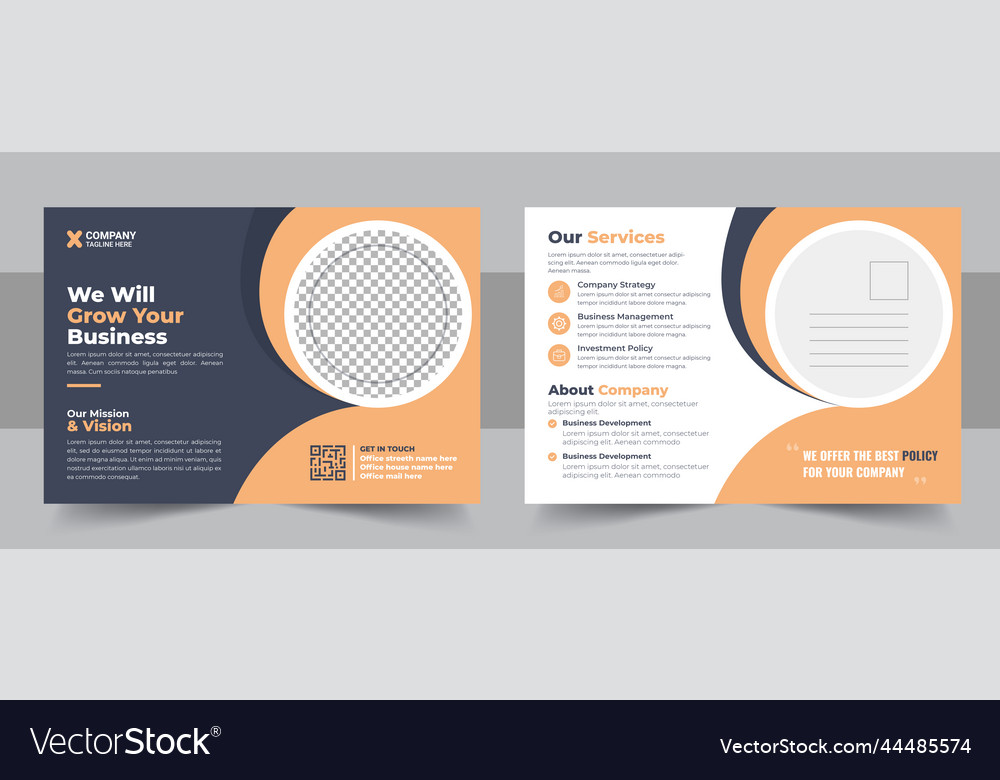 Corporate postcard design template vector image Corporate postcard design template