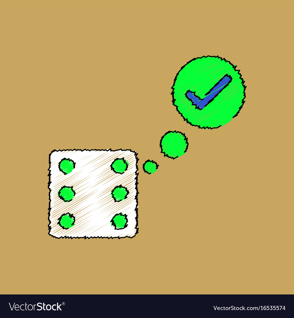 Flat shading style icon dice and check mark
