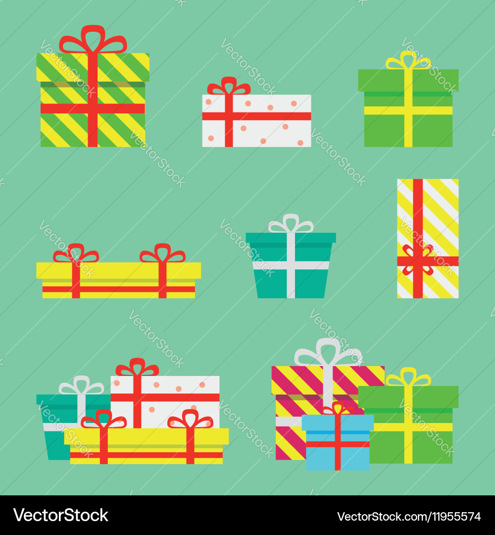 Gift boxes flat presents Royalty Free Vector Image