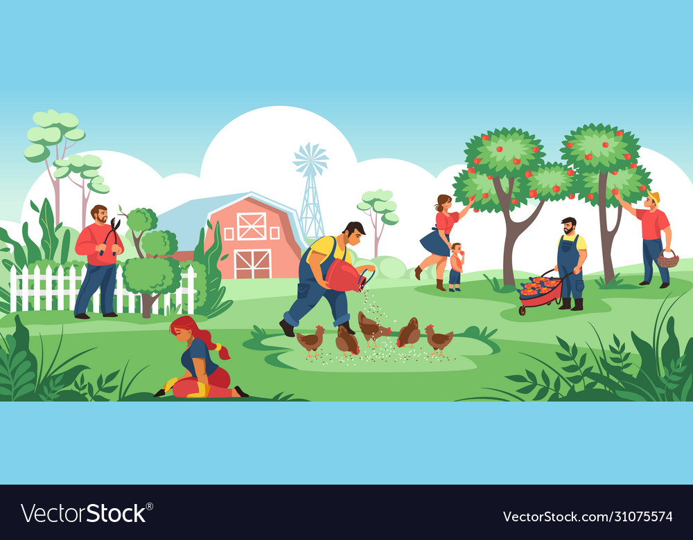 People in garden cartoon farmers and gardeners Vector Image People in garden cartoon farmers and gardeners Vector Image