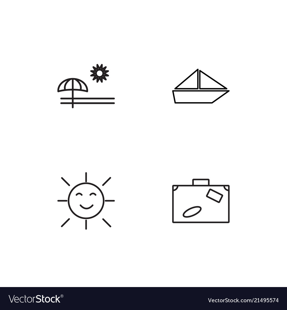 Summer linear icons set simple outline