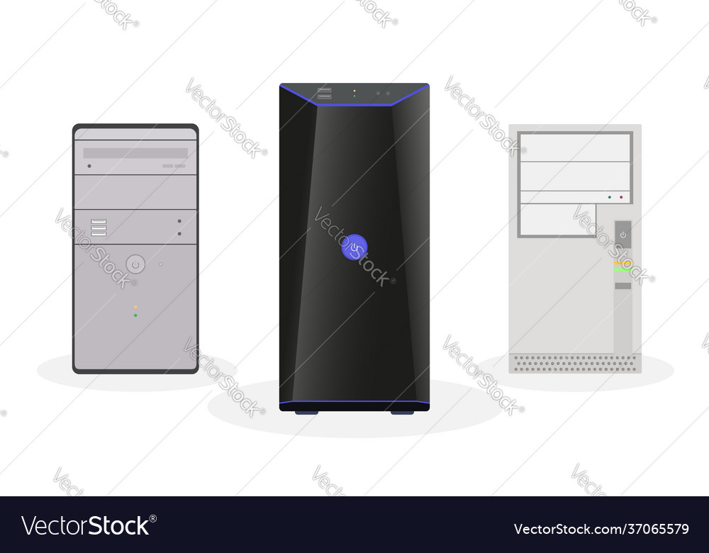 A set computer system blocks modern outdated vector image A set computer system blocks modern outdated
