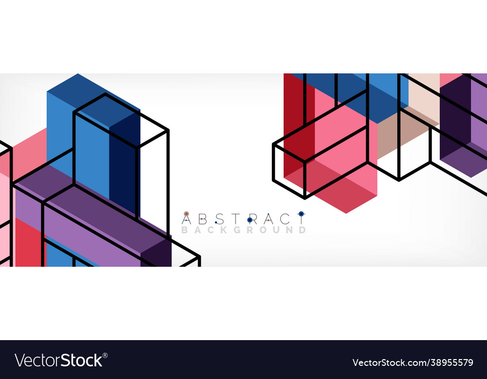Abstract background 3d cubes cubic elements vector image Abstract background 3d cubes cubic elements