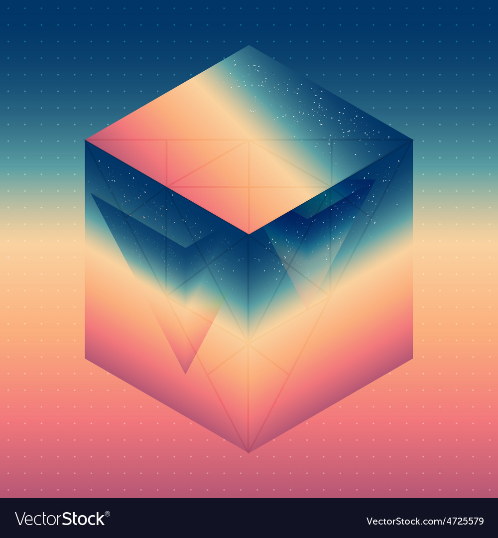 Abstract isometric cube with the reflection